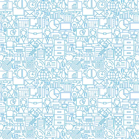 Thin Line Business Office White Seamless Pattern. Vector Website Design and Seamless Background in Trendy Modern Outline Style. Working Place and Job. Stock Photo - Budget Royalty-Free & Subscription, Code: 400-08553085