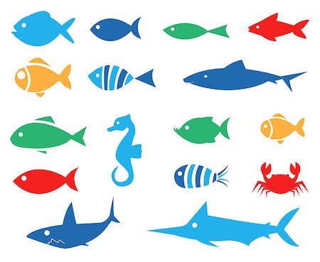 fish cartoon - Aquarium Fishes - set of vector icons Foto de stock - Super Valor sin royalties y Suscripción, Código: 400-08553346