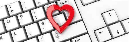 Heart icon on the computer keyboard background, three-dimensional rendering Stock Photo - Budget Royalty-Free & Subscription, Code: 400-08575524