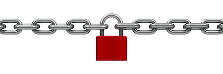 Chain with red lock - security concept, three-dimensional rendering Stock Photo - Budget Royalty-Free & Subscription, Code: 400-08575532