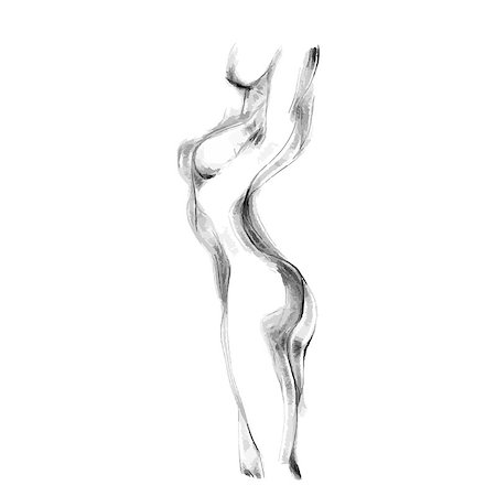 simsearch:400-08573669,k - Silhouette of beautiful nude  woman vector illustration. Sketch artwork of woman body. Stock Photo - Budget Royalty-Free & Subscription, Code: 400-08573664