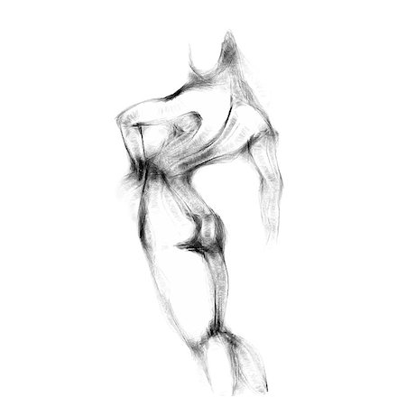 simsearch:400-08648436,k - Silhouette of beautiful nude  woman vector illustration. Sketch artwork of woman body. Foto de stock - Super Valor sin royalties y Suscripción, Código: 400-08573671