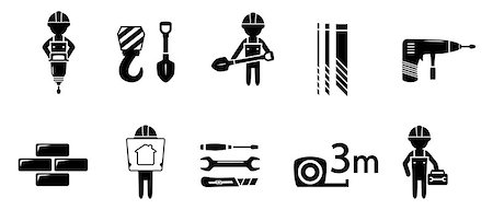 black industrial concept icon set on white background Stock Photo - Budget Royalty-Free & Subscription, Code: 400-08573711