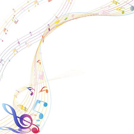 simsearch:400-08495932,k - Musical Design Elements From Music Staff With Treble Clef And Notes in gradient transparent  Colors. Elegant Creative Design With Shadows and Isolated on White. Vector Illustration. Stock Photo - Budget Royalty-Free & Subscription, Code: 400-08614972