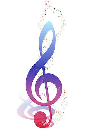 simsearch:400-08495932,k - Musical Design Elements From Music Staff With Treble Clef And Notes in gradient transparent Colors. Elegant Creative Design With Shadows and Isolated on White. Vector Illustration. Stock Photo - Budget Royalty-Free & Subscription, Code: 400-08614973