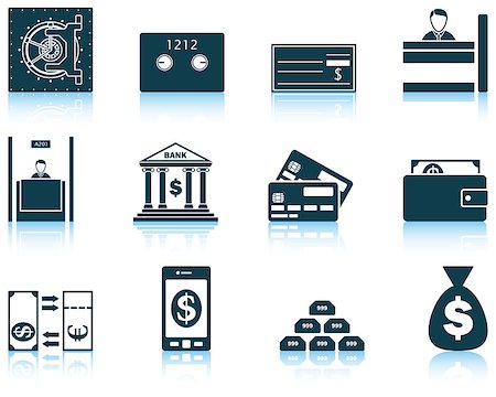 simsearch:400-05133703,k - Set of twelve bank icons with reflections. Vector illustration. Stock Photo - Budget Royalty-Free & Subscription, Code: 400-08615645