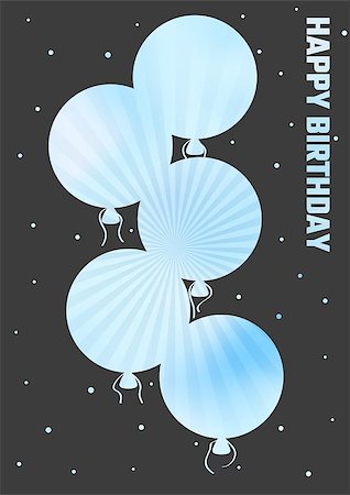 sur - dark happy birthday illustration with color ballons Stock Photo - Budget Royalty-Free & Subscription, Code: 400-08615887