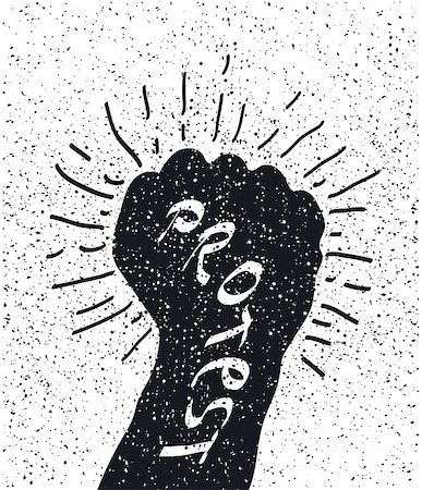 simsearch:400-06172579,k - Protest poster, raised fist held in protest. Vector illustration Stock Photo - Budget Royalty-Free & Subscription, Code: 400-08616129