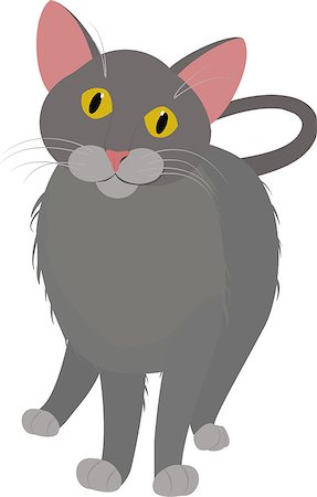 simsearch:400-08189024,k - grey cartoon cat  with yellow eyes isolated on white Photographie de stock - Aubaine LD & Abonnement, Code: 400-08616748