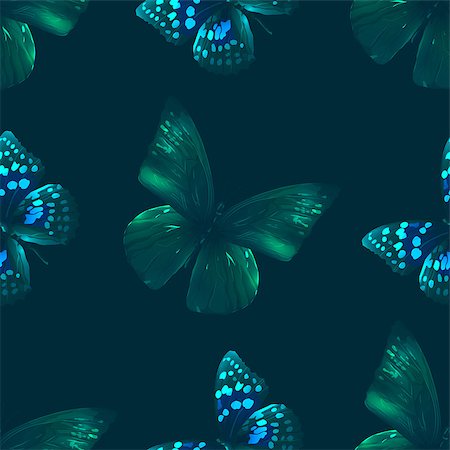 Seamless pattern from butterflies, vector illustration, clip-art Stock Photo - Budget Royalty-Free & Subscription, Code: 400-08616875