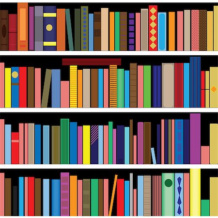 stack of books illustration - Books vector seamless texture vertically and horizontally. Bookshelf background. Stock Photo - Budget Royalty-Free & Subscription, Code: 400-08616884