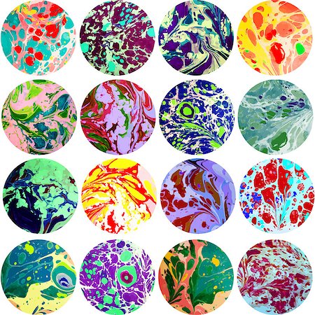 Colorful round marbled pattern collection. Vector illustration Stock Photo - Budget Royalty-Free & Subscription, Code: 400-08616967