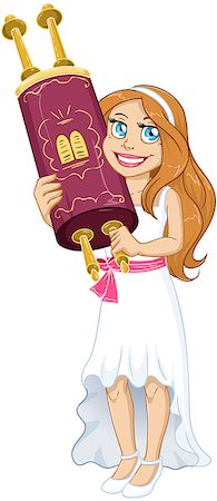 simsearch:400-07329068,k - Vector illustration of a Jewish girl holds the Torah for Bat Mitzvah. Stock Photo - Budget Royalty-Free & Subscription, Code: 400-08617545