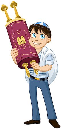 simsearch:400-07329068,k - Vector illustration of a Jewish boy with talit holds the Torah for Bar Mitzvah. Stock Photo - Budget Royalty-Free & Subscription, Code: 400-08617543