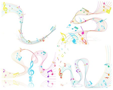 Multicolor Musical Design From Music Staff Elements With Treble Clef And Notes With Copy Space. Elegant Creative Design Isolated on White. Vector Illustration. Stock Photo - Budget Royalty-Free & Subscription, Code: 400-08617563