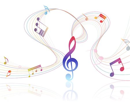 simsearch:400-08495932,k - Musical Design Elements From Music Staff With Treble Clef And Notes in gradient transparent Colors. Elegant Creative Design With Shadows and Isolated on White. Vector Illustration. Stock Photo - Budget Royalty-Free & Subscription, Code: 400-08617577