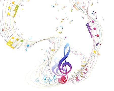 simsearch:400-08495932,k - Musical Design Elements From Music Staff With Treble Clef And Notes in gradient transparent Colors. Elegant Creative Design With Shadows and Isolated on White. Vector Illustration. Stock Photo - Budget Royalty-Free & Subscription, Code: 400-08617578