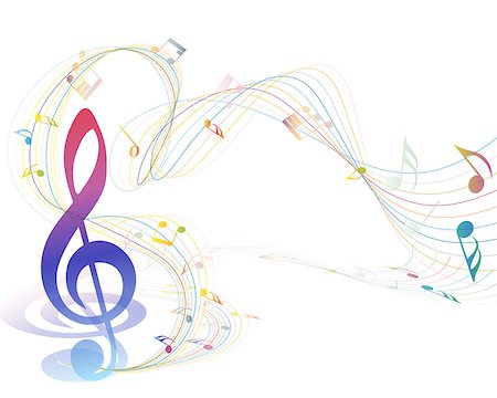 simsearch:400-08495932,k - Musical Design Elements From Music Staff With Treble Clef And Notes in gradient transparent Colors. Elegant Creative Design With Shadows and Isolated on White. Vector Illustration. Stock Photo - Budget Royalty-Free & Subscription, Code: 400-08617579