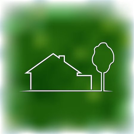 eco house - Logotype of house on a green background. Stock Photo - Budget Royalty-Free & Subscription, Code: 400-08617688