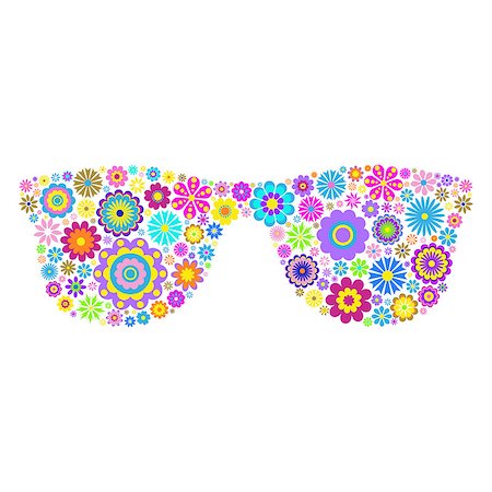 Vector illustration of floral eyeglasses on white background Stock Photo - Budget Royalty-Free & Subscription, Code: 400-08618159