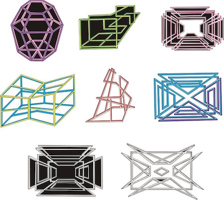 simsearch:400-06076985,k - Set of geometrical decorative 3D figures and mazes. Vector illustrations. Stock Photo - Budget Royalty-Free & Subscription, Code: 400-08618515