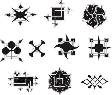 simsearch:400-06076985,k - Set of symmetrical geometrical decorative elements. Vector illustrations. Stock Photo - Budget Royalty-Free & Subscription, Code: 400-08618517