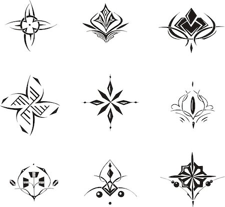 simsearch:400-06076985,k - Set of symmetrical floral decorative elements. Vector illustrations. Stock Photo - Budget Royalty-Free & Subscription, Code: 400-08618520