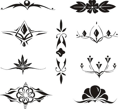 simsearch:400-06076985,k - Set of symmetrical floral decorative elements. Vector illustrations. Stock Photo - Budget Royalty-Free & Subscription, Code: 400-08618521
