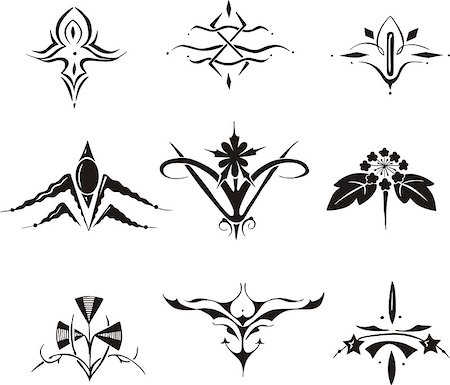 simsearch:400-06076985,k - Set of symmetrical floral decorative elements. Vector illustrations. Stock Photo - Budget Royalty-Free & Subscription, Code: 400-08618522