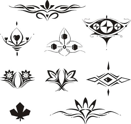 simsearch:400-06076985,k - Set of symmetrical floral decorative elements. Vector illustrations. Stock Photo - Budget Royalty-Free & Subscription, Code: 400-08618523