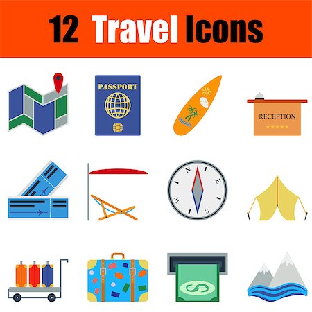 simsearch:400-07114343,k - Flat design travel icon set in ui colors. Vector illustration. Stock Photo - Budget Royalty-Free & Subscription, Code: 400-08619245