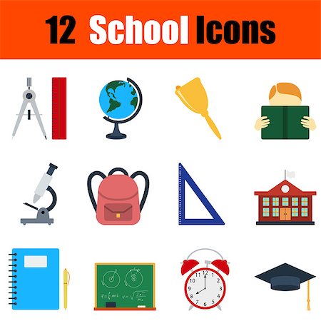 Flat design education icon set in ui colors. Vector illustration. Stock Photo - Budget Royalty-Free & Subscription, Code: 400-08619254