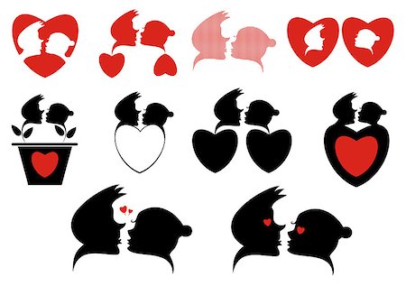 Loving couples and hearts silhouette collection for design Stock Photo - Budget Royalty-Free & Subscription, Code: 400-08611815