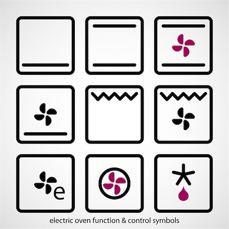 Electric oven function & control symbols. Outline icon collection - household appliances. Stock Photo - Budget Royalty-Free & Subscription, Code: 400-08611992