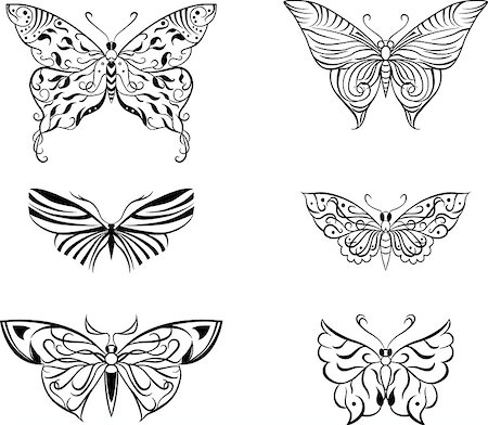 simsearch:400-05706564,k - Set of different decorative stylized  butterfly design isolated on white Stock Photo - Budget Royalty-Free & Subscription, Code: 400-08612147