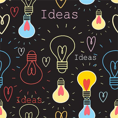 Seamless graphic pattern with light bulbs for ideas Stock Photo - Budget Royalty-Free & Subscription, Code: 400-08624127