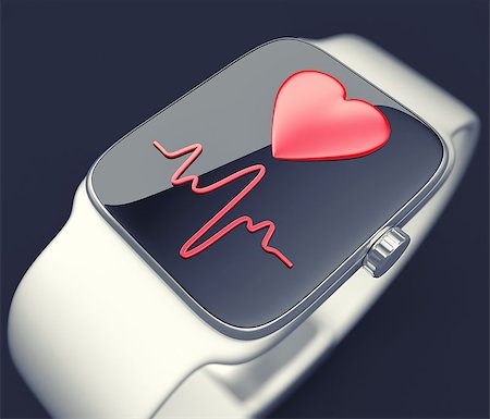 fotovika (artist) - 3d illustration of digital smart watch with heart-rate Stock Photo - Budget Royalty-Free & Subscription, Code: 400-08625784