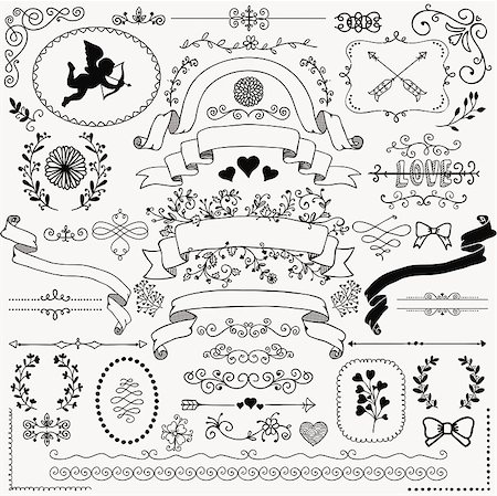 Vector Black Hand Sketched Rustic Floral Doodle Swirls, Branches, Design Elements. Decorative Corners, Dividers, Arrows, Scrolls, Ribbons. Hand Drawing Vector Illustration. Pattern Brushes. Stock Photo - Budget Royalty-Free & Subscription, Code: 400-08626052