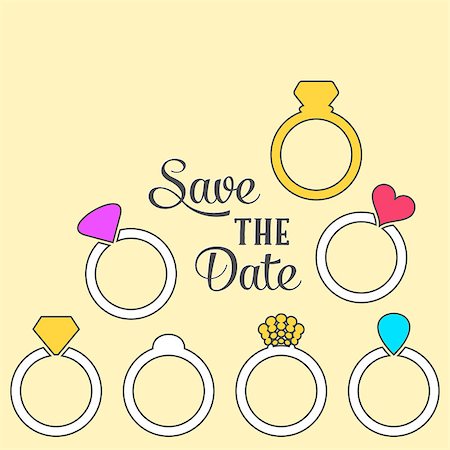 simsearch:400-06686195,k - Vector save the date card with wedding rings Photographie de stock - Aubaine LD & Abonnement, Code: 400-08626529