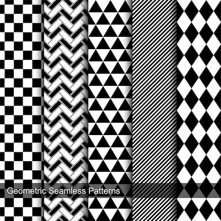 simsearch:400-08978166,k - Collection of geometric seamless patterns. Tile black and white texture. Stock Photo - Budget Royalty-Free & Subscription, Code: 400-08626838