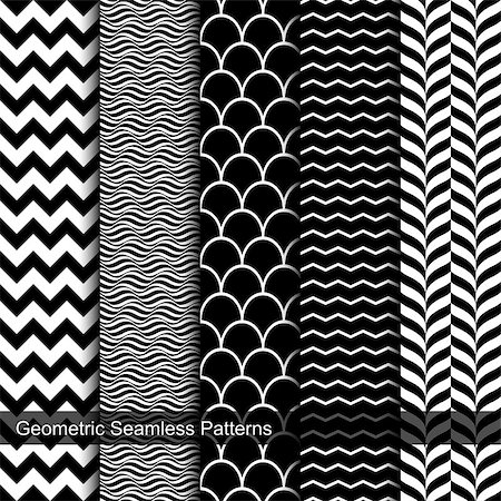 simsearch:400-08978166,k - Collection of geometric seamless patterns. Black and white texture. Stock Photo - Budget Royalty-Free & Subscription, Code: 400-08626833