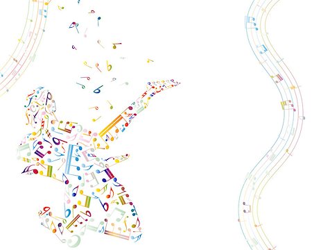 simsearch:400-07053421,k - Musical background with guitarist from colorful notes. Vector illustration. Foto de stock - Super Valor sin royalties y Suscripción, Código: 400-08626918