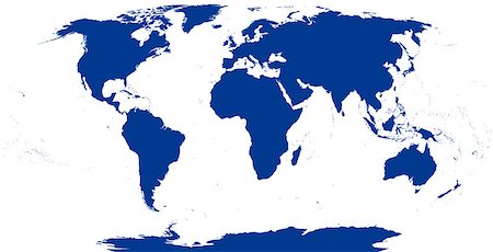 World map silhouette. The surface of the Earth. Detailed map of the world with shorelines under the Robinson projection. Blue illustration on white background. Stock Photo - Budget Royalty-Free & Subscription, Code: 400-08627498