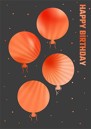 sur - dark happy birthday illustration with color ballons Stock Photo - Budget Royalty-Free & Subscription, Code: 400-08627503