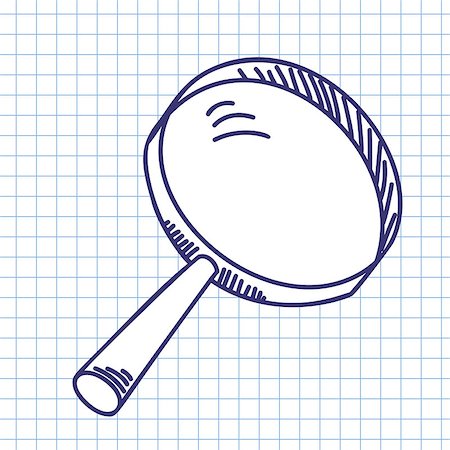 Magnifier glass. Doodle sketch on checkered paper background. Vector illustration. Photographie de stock - Aubaine LD & Abonnement, Code: 400-08627652