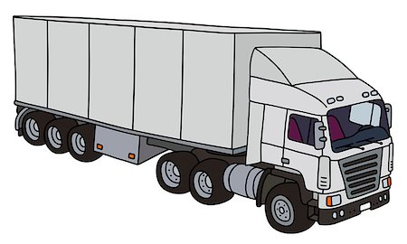 Hand drawing of a funny towing truck with a semitrailer - not a real type Stock Photo - Budget Royalty-Free & Subscription, Code: 400-08628124