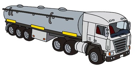 Hand drawing of a funny towing truck with a steel tank semitrailer - not a real type Stock Photo - Budget Royalty-Free & Subscription, Code: 400-08628125