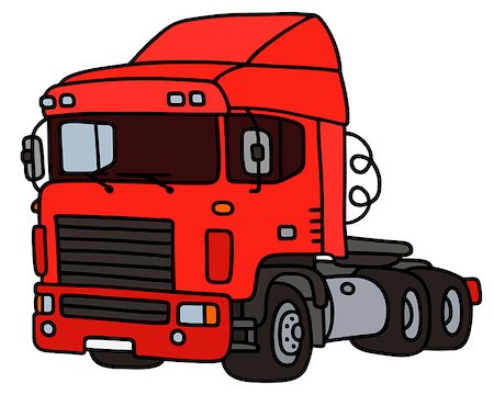 Hand drawing of a funny red towing truck - not a real type Stock Photo - Budget Royalty-Free & Subscription, Code: 400-08628127