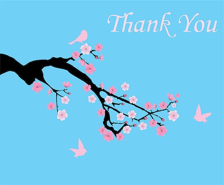 simsearch:400-04882926,k - vector thank you card with cherry blossom branch Stock Photo - Budget Royalty-Free & Subscription, Code: 400-08628434