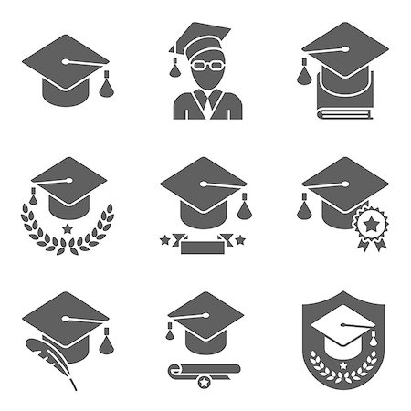 Education and school icons. Set of 9 solid vector icons Stock Photo - Budget Royalty-Free & Subscription, Code: 400-08629394
